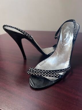 Sacha London Black Rhinestone Slingback Heels - US 5-1/2 / EU 35-1/2